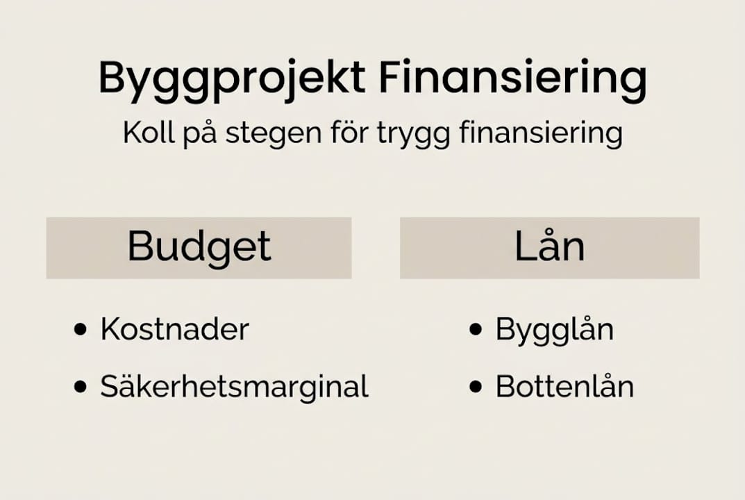 Så här ser en smart checklista ut för att finansiera ditt byggprojekt – allt samlat i en tydlig infografik.