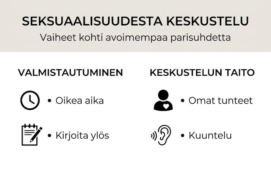 Seksuaalisuudesta puhumisen eri vaiheet – infograafi