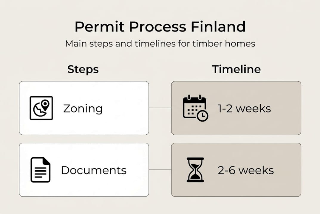 Infographic of Finnish timber permit process steps and timeline