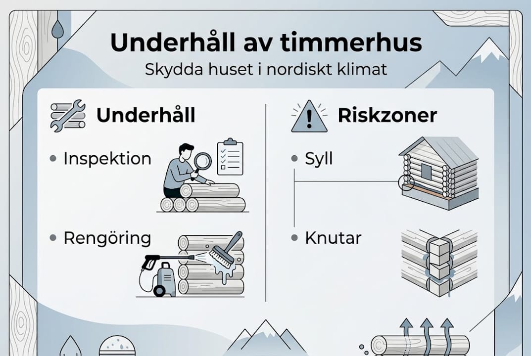 Så sköter du ditt timmerhus – en översikt över underhåll och områden att vara extra uppmärksam på