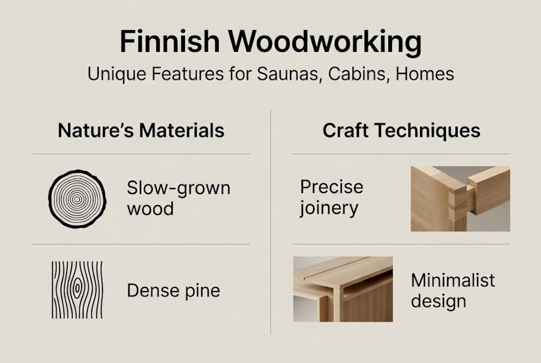 Infographic of unique Finnish woodworking features