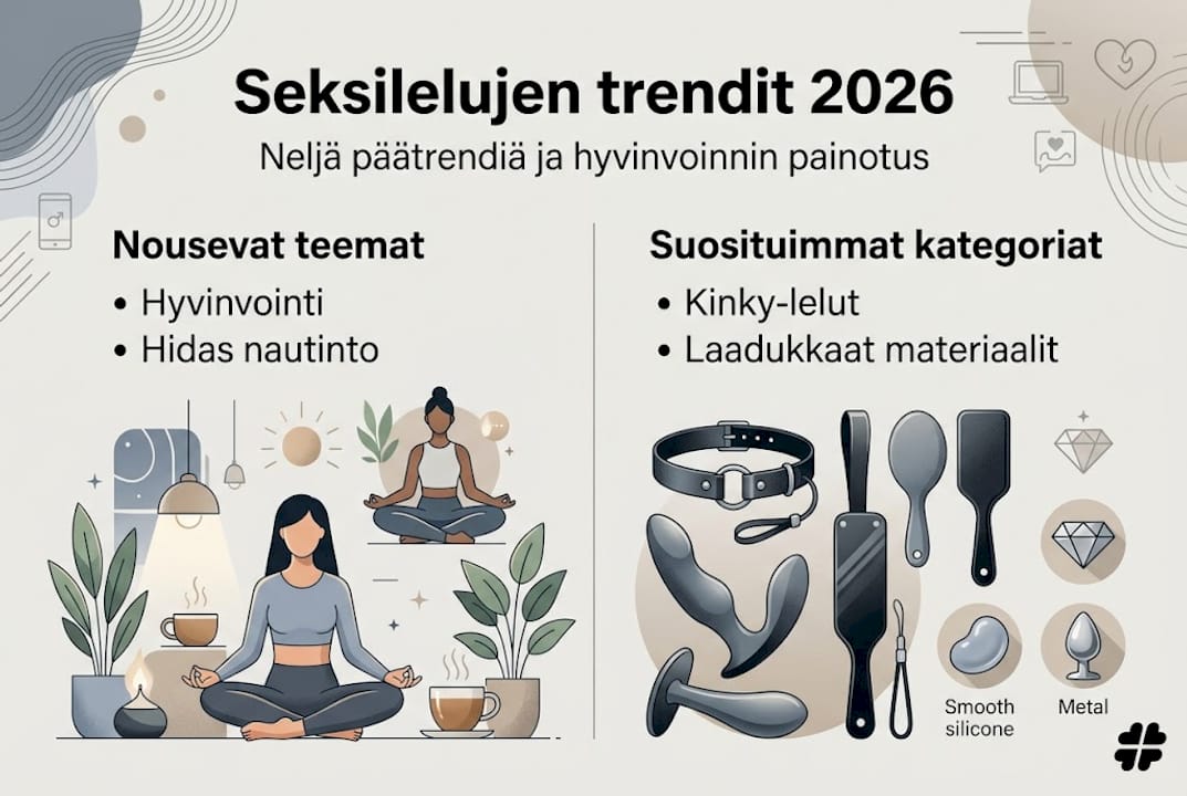 Katsaus seksilelujen ajankohtaisiin trendeihin ja ilmiöihin infografiikan muodossa