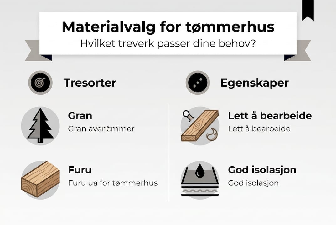 Visuell guide til valg av materialer for tømmerhus