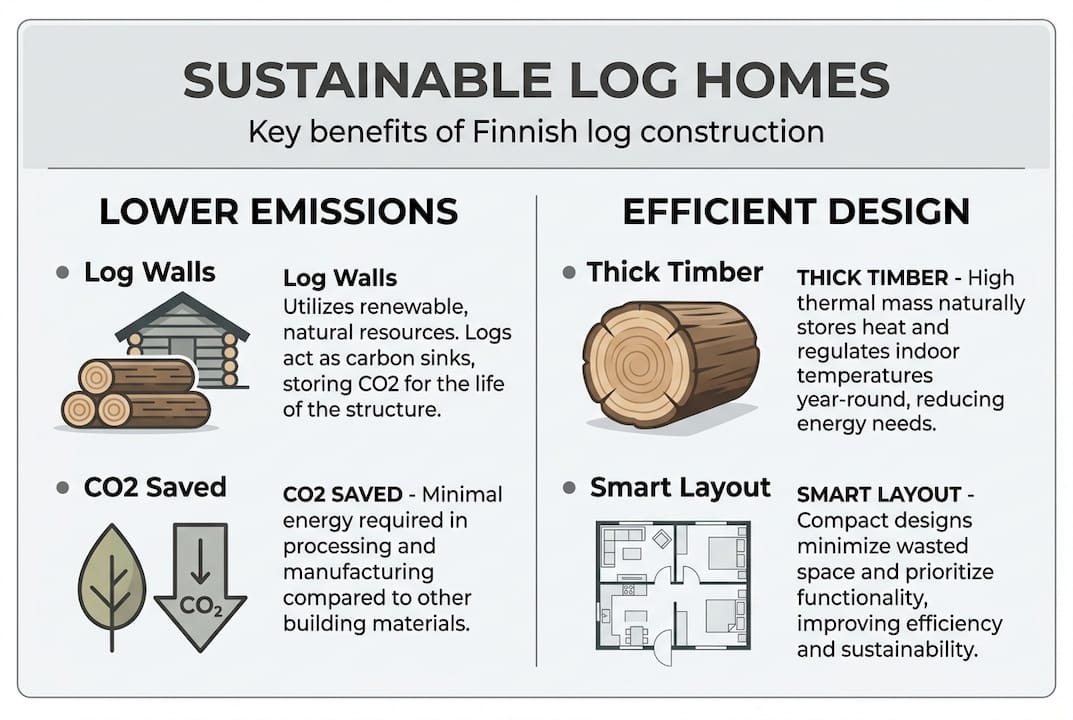 Infographic Finnish log home sustainability features