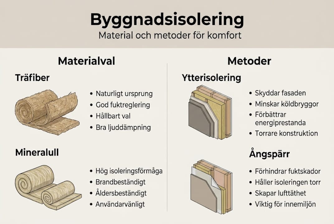 Grafisk översikt över olika material och isoleringstekniker