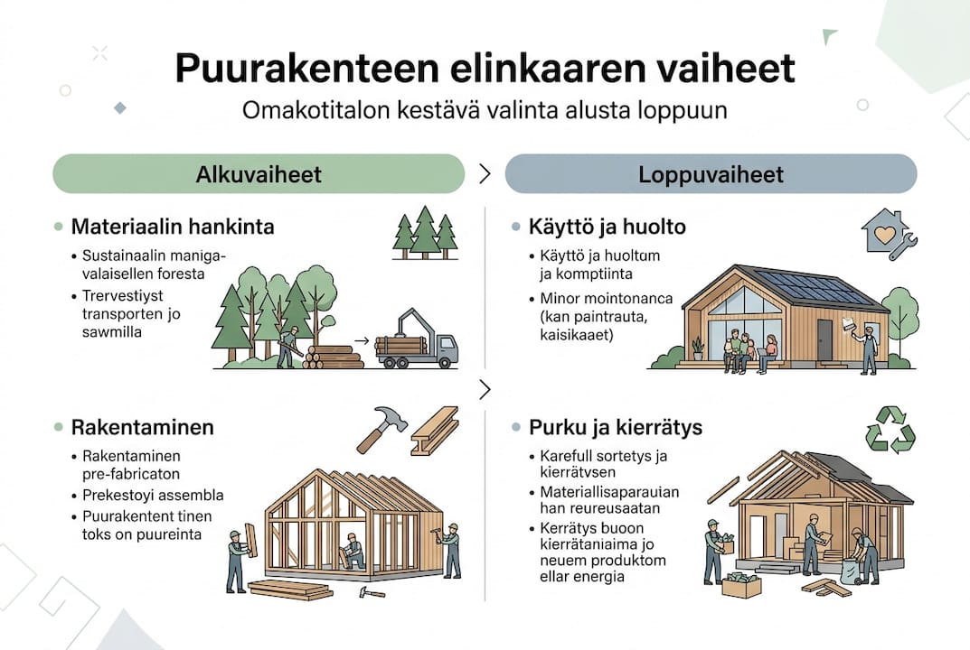 Puurakenteen elinkaari vaihe vaiheelta – visuaalinen katsaus