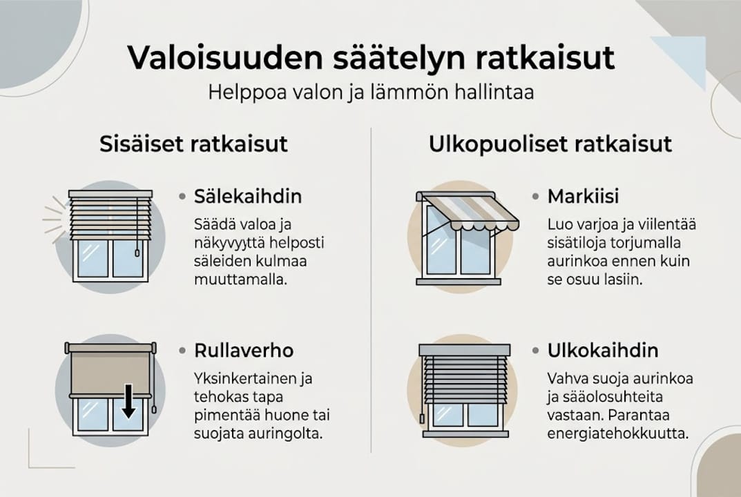 Kodin valaistuksen säätelyn eri mahdollisuudet – infograafi