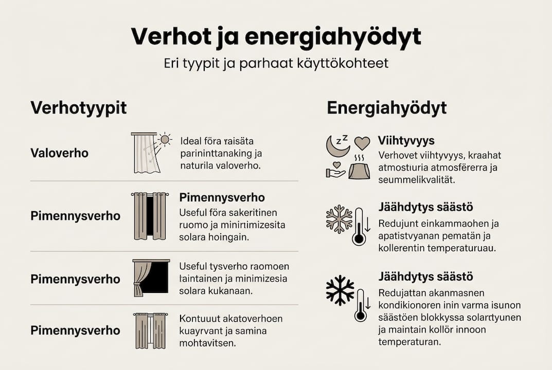 Katsaus eri verhotyyppeihin ja niiden energiatehokkuuteen – infografiikka