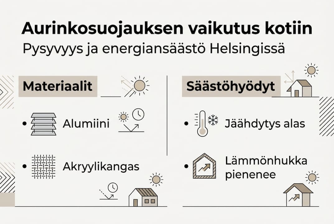 Infografiikka: Auringonsuojauksen ja energiansäästön hyödyt