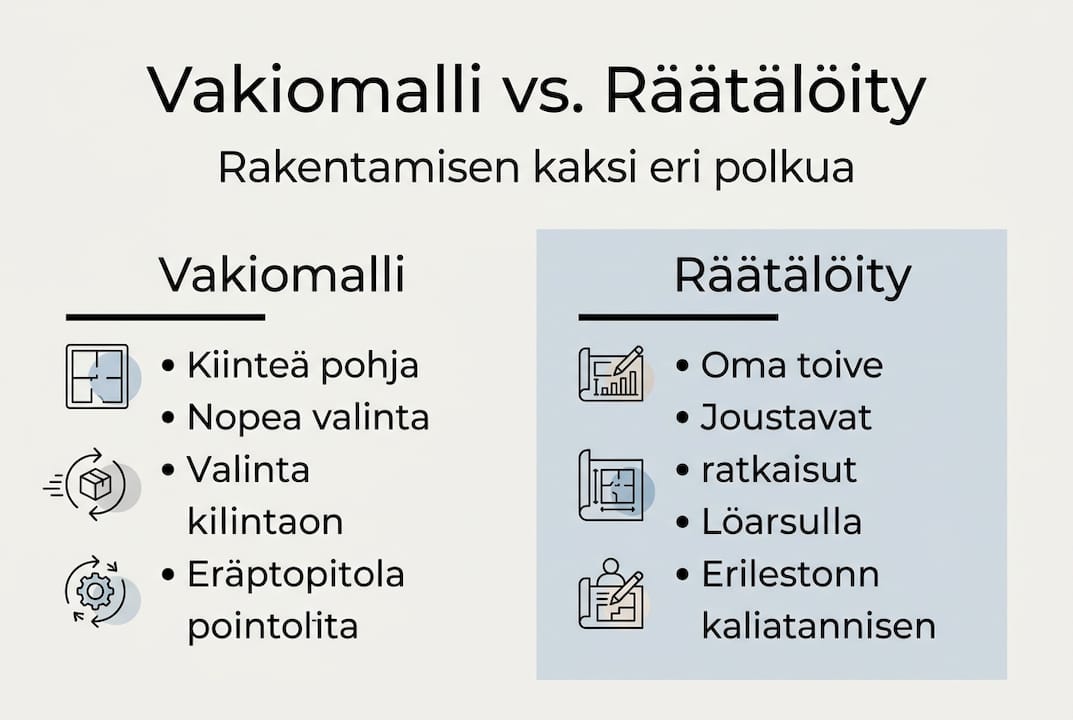 Infografiikka: Perusratkaisun ja räätälöidyn toteutuksen erot