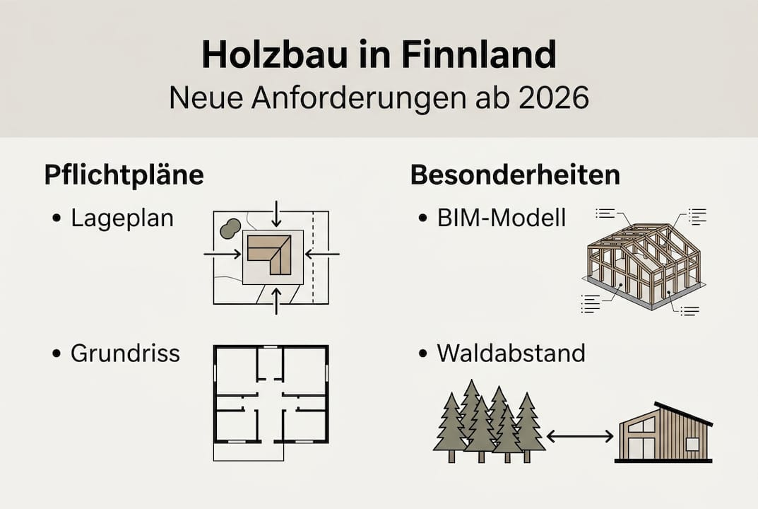 Übersicht: Wichtige Vorgaben für Holzbaupläne in Finnland (Infografik)