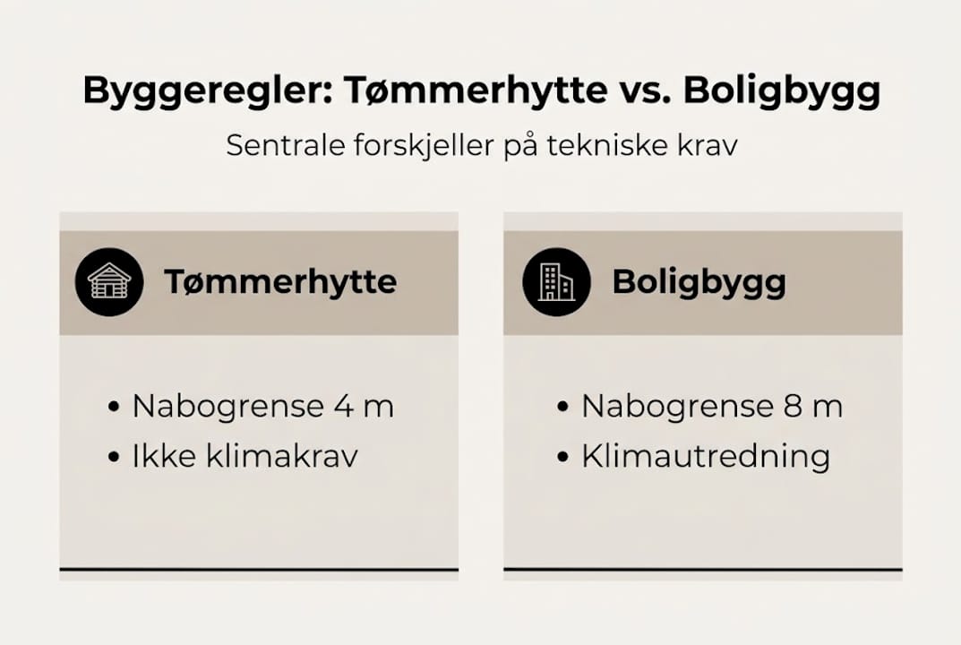 Infografikk: Viktige krav til tømmerhytter og bolighus
