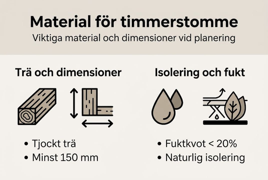 Grafisk översikt: Materialval och isolering för timmerstommar