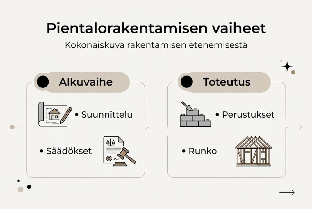 Pientalon rakennusprojektin vaiheet yhdellä silmäyksellä – infografiikka