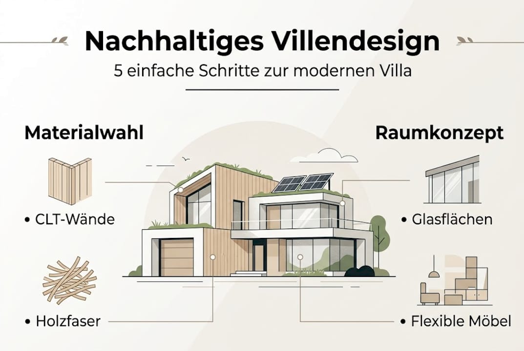 Infografik: Nachhaltige Einrichtungstipps für zeitgemäße Villen