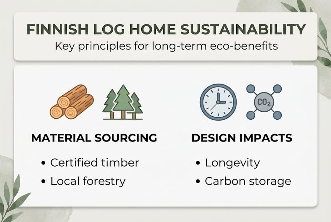 Sustainable log construction: key principles for Finnish homes 3 Infographic key principles for sustainable Finnish log homes