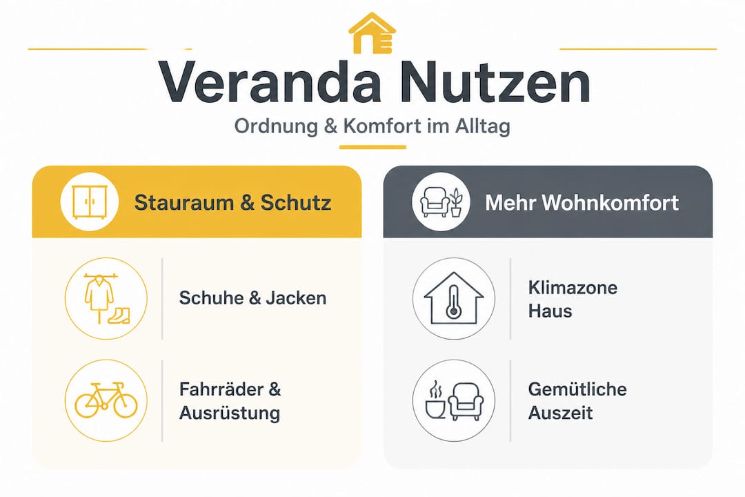 Warum eine Veranda am Holzhaus Komfort und Alltag verbessert 2 Infografik: Die Vorteile einer Veranda am Holzhaus auf einen Blick