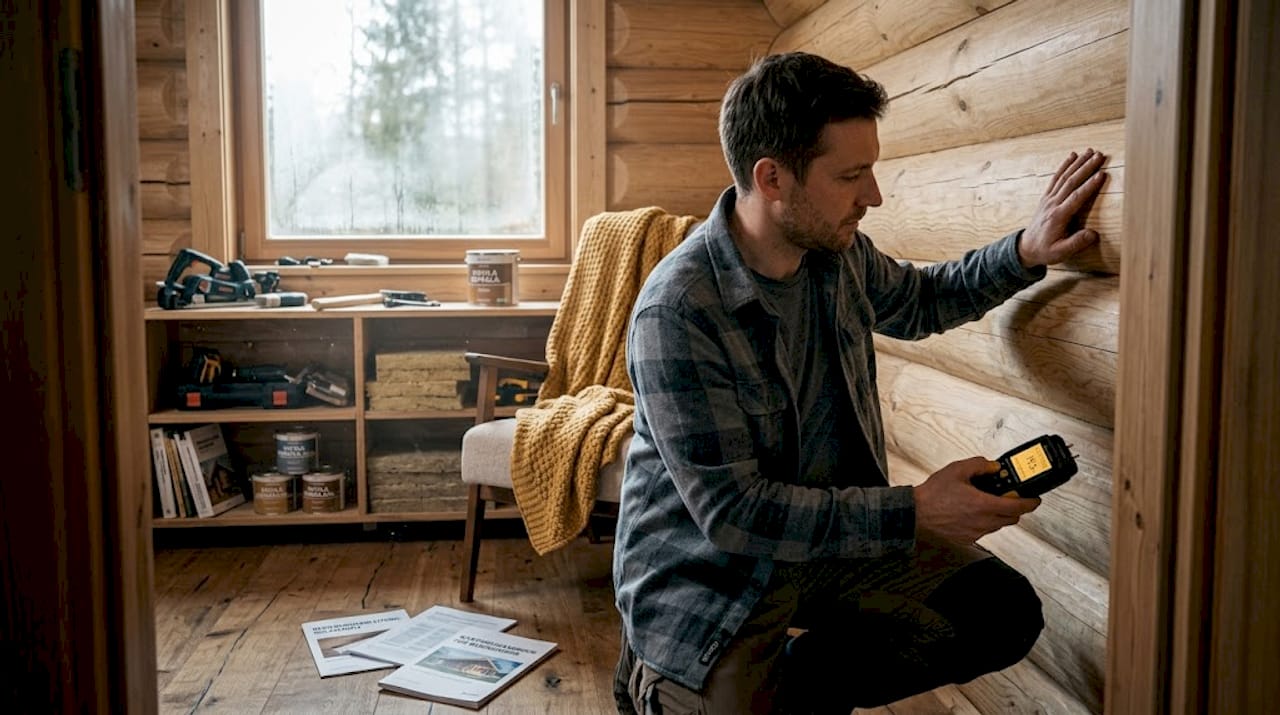 Niedrigenergiehaus im Holzbau: Definition und Planung 2 Feuchtigkeitsmessung an der Wohnzimmerwand im Holzhaus: Worauf sollte man achten?