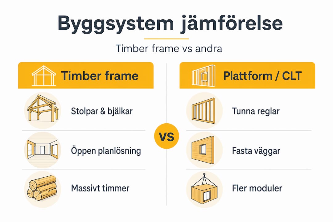 Timber frame teknik: Bygg säkert och hållbart med erfarenhet 2 Infografik som visar skillnaderna mellan två olika byggsystem