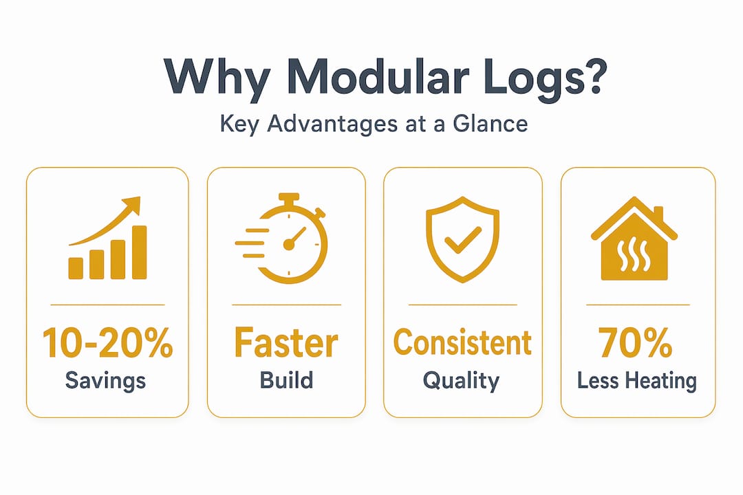 Why opt for modular log buildings: a Finnish guide 2 Infographic with top stats on modular log building benefits