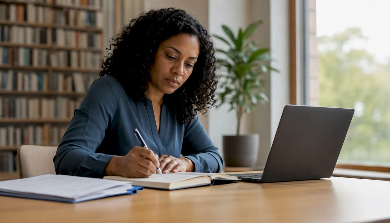 Professionista al lavoro mentre valuta diverse soluzioni software in ufficio