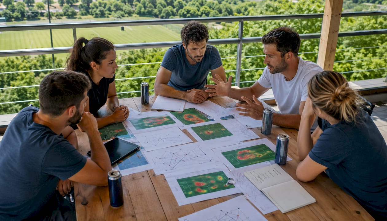Il gruppo sta analizzando la mappa di calore e i grafici delle reti di passaggi.