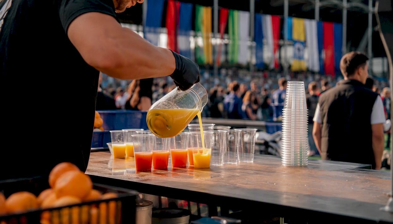 Un barista prepara un espresso al banco durante un evento