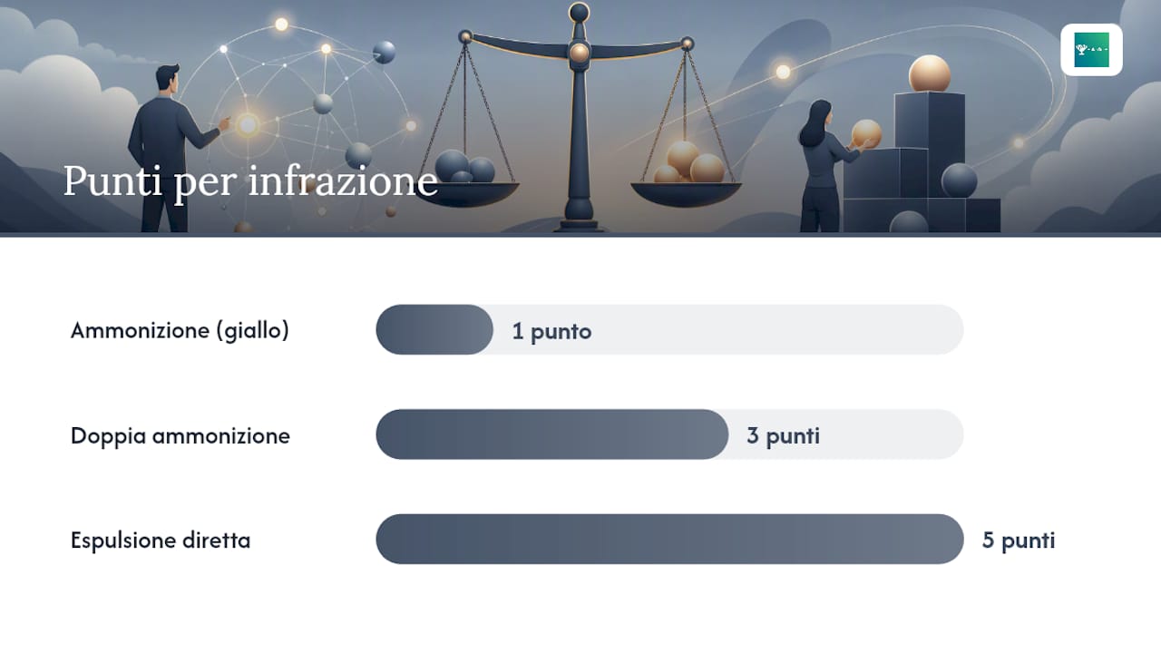 Schema del sistema di punteggio fair play in base ai tipi di cartellino