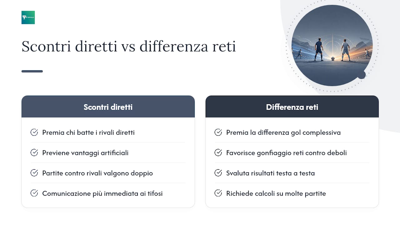 Perché in Italia si privilegiano gli scontri diretti rispetto alla differenza reti — overview diagram