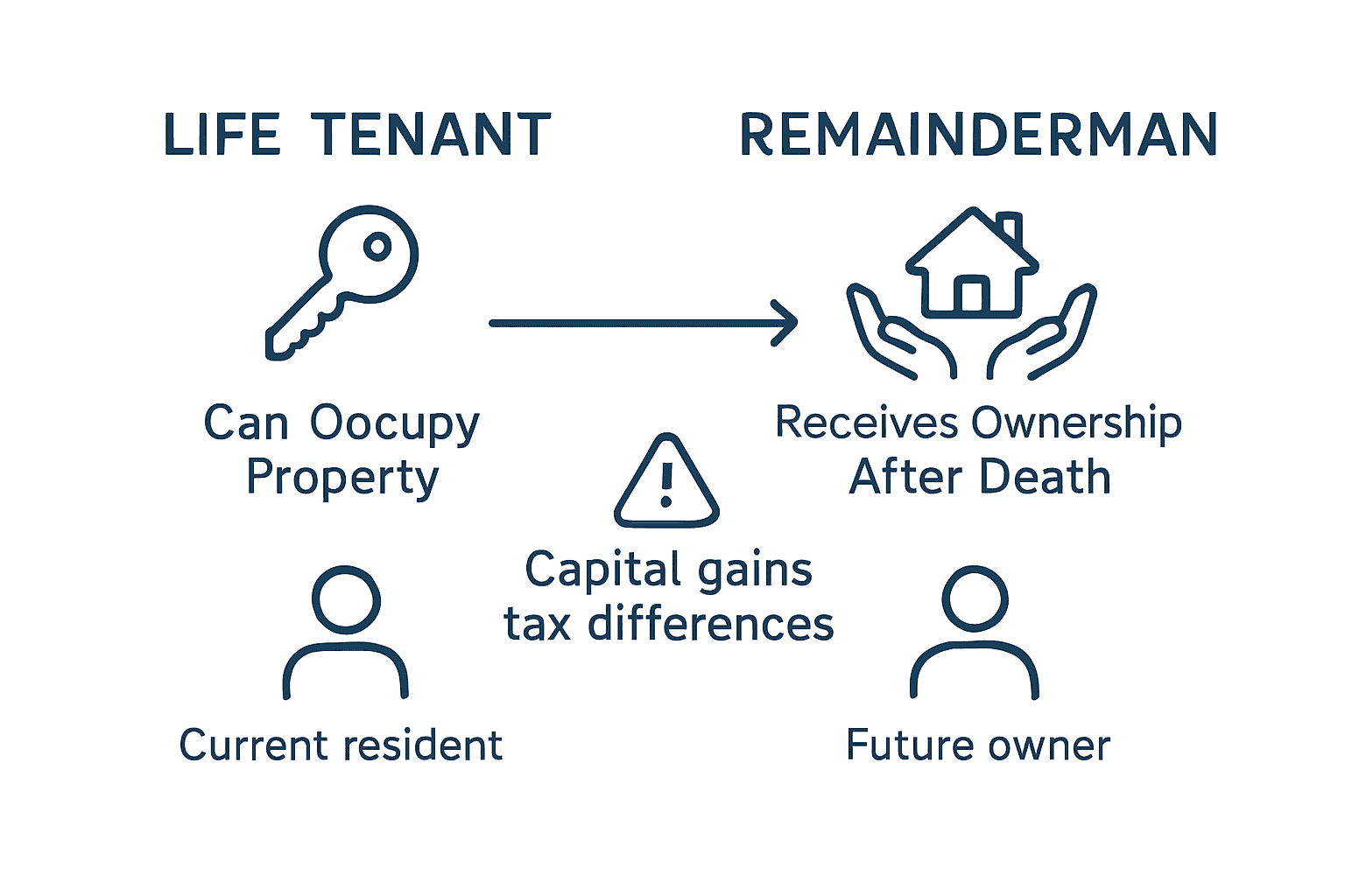 Infographic comparing life tenant and remainderman