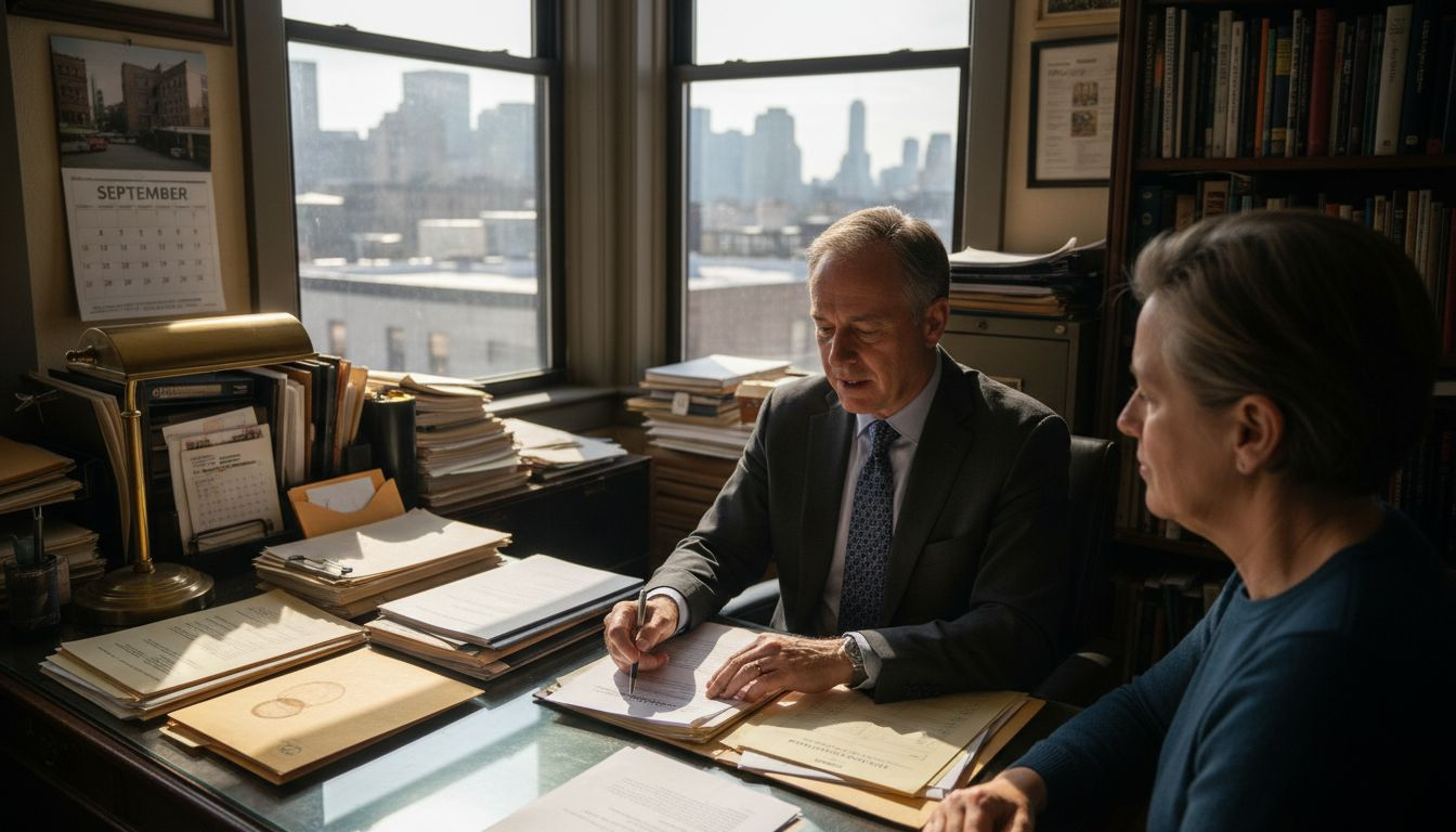 Attorney explaining probate paperwork in Brooklyn office