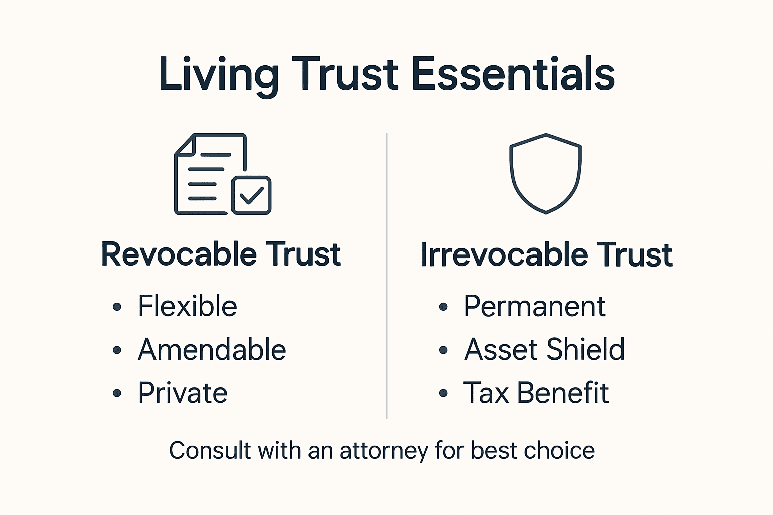 Infographic comparing living trust types