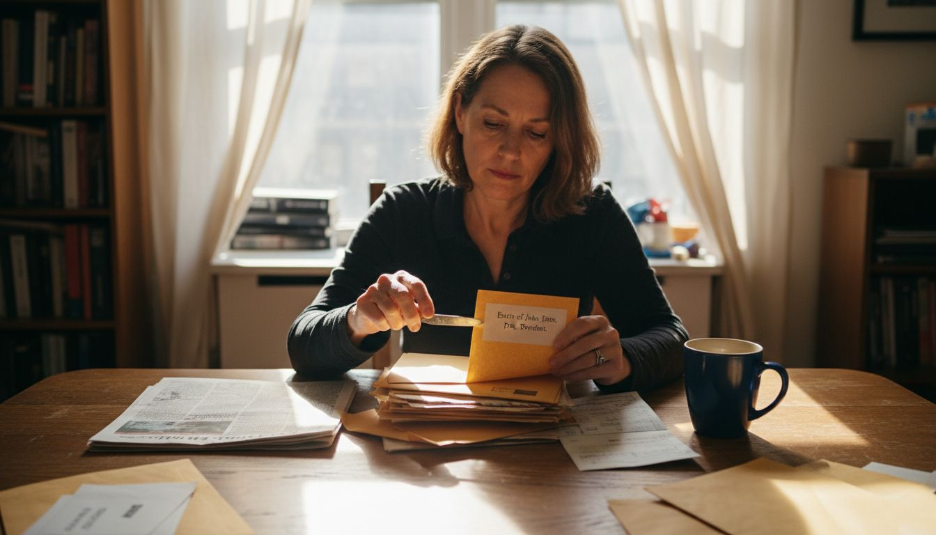 Executor reviewing estate documents at home table