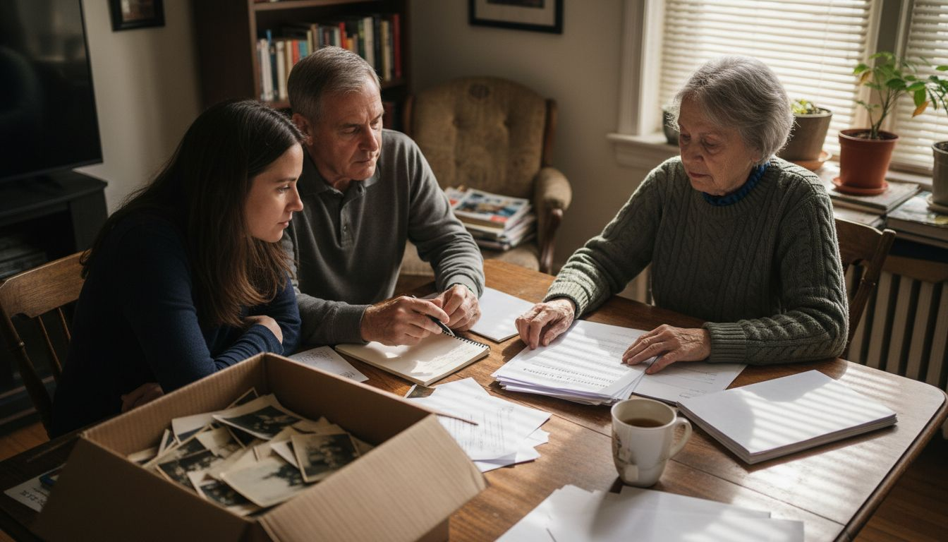 Brooklyn family reviewing estate papers together