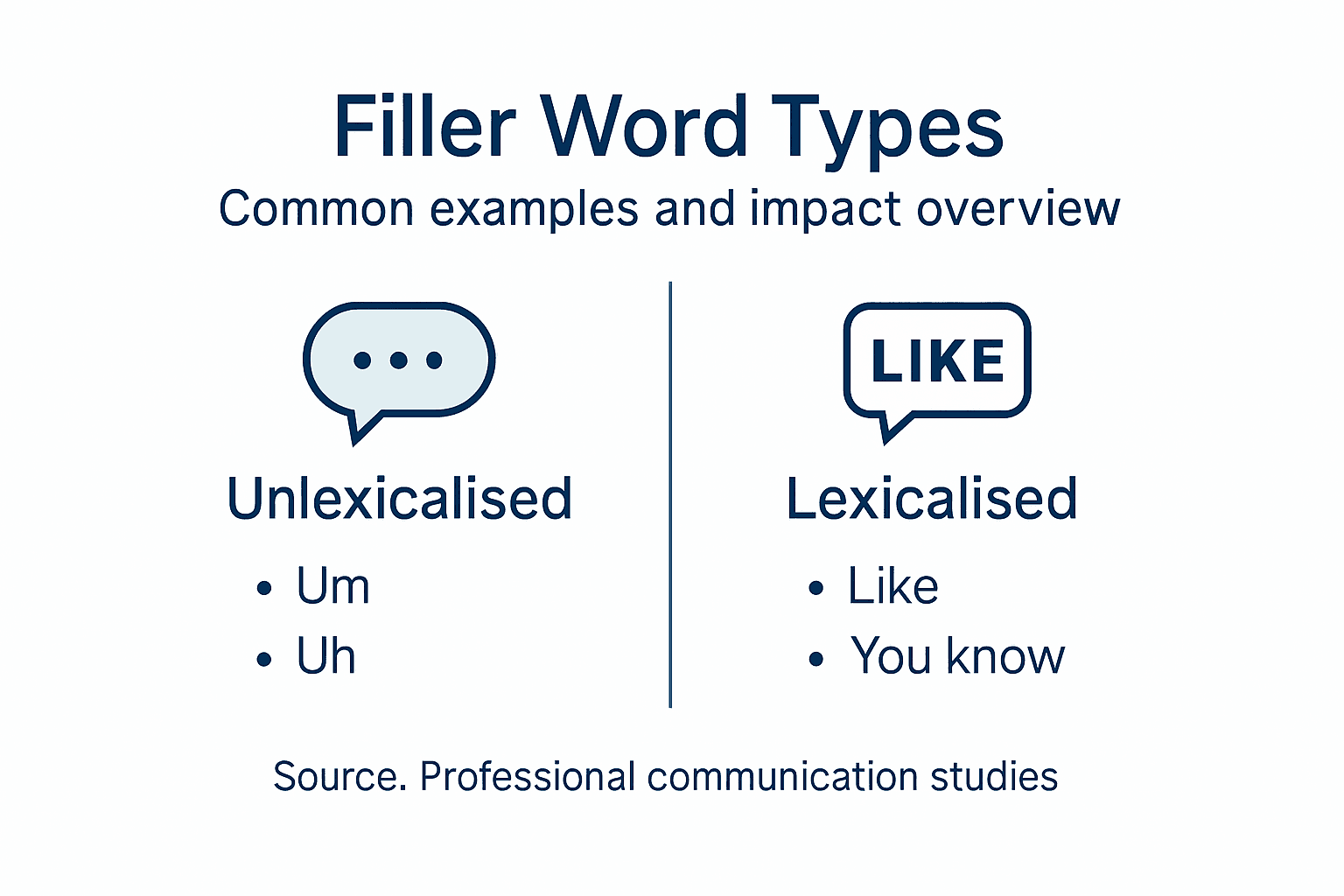 Infographic of filler word types and impact