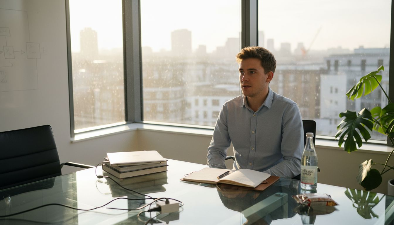 Developer in interview displaying confident body language