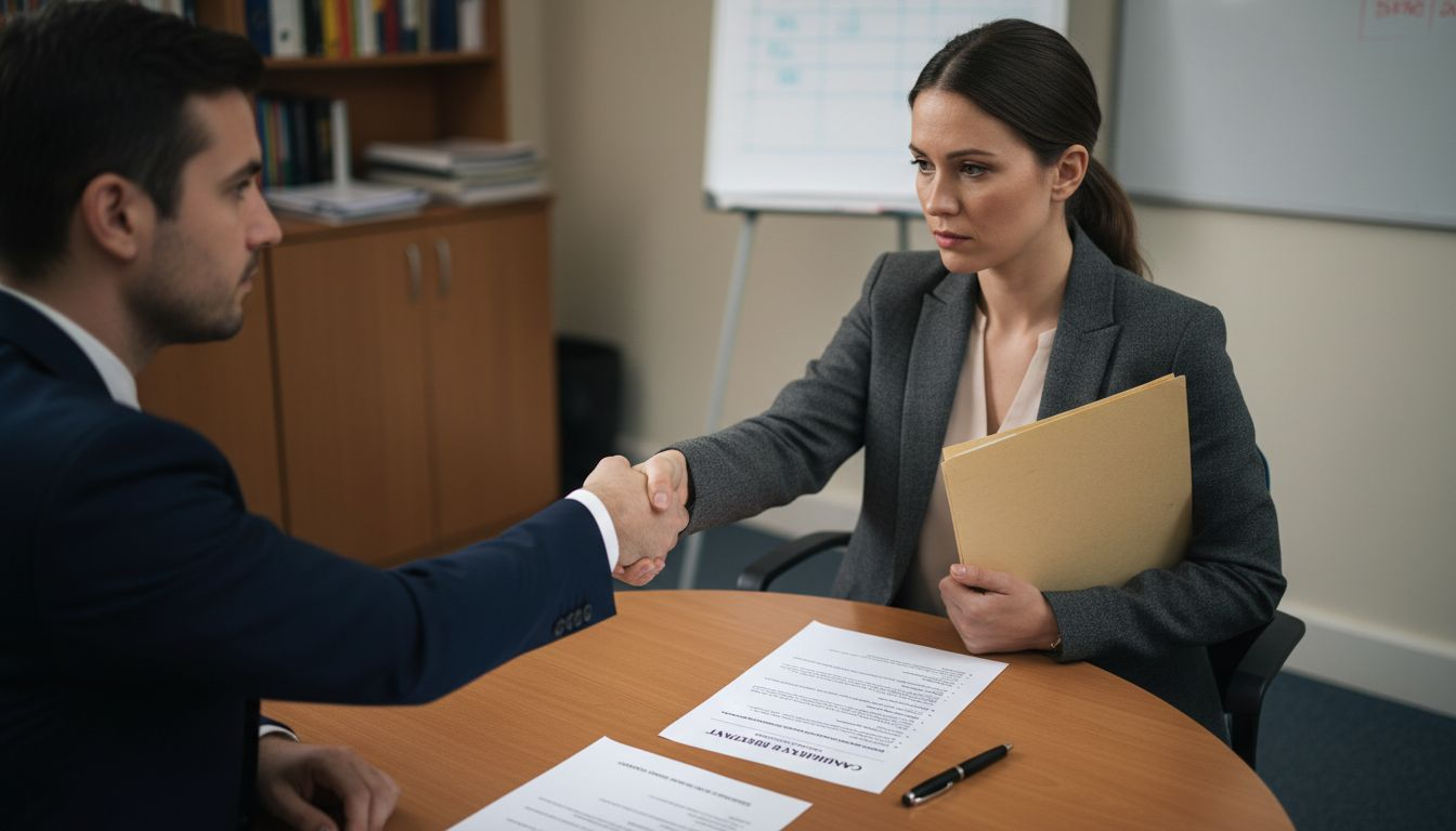Nervous candidate gives weak handshake
