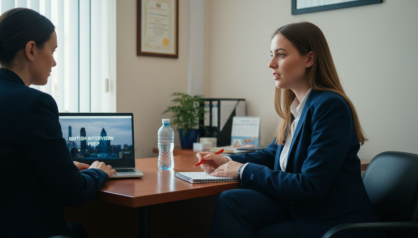 Woman speaking during job interview with notepad