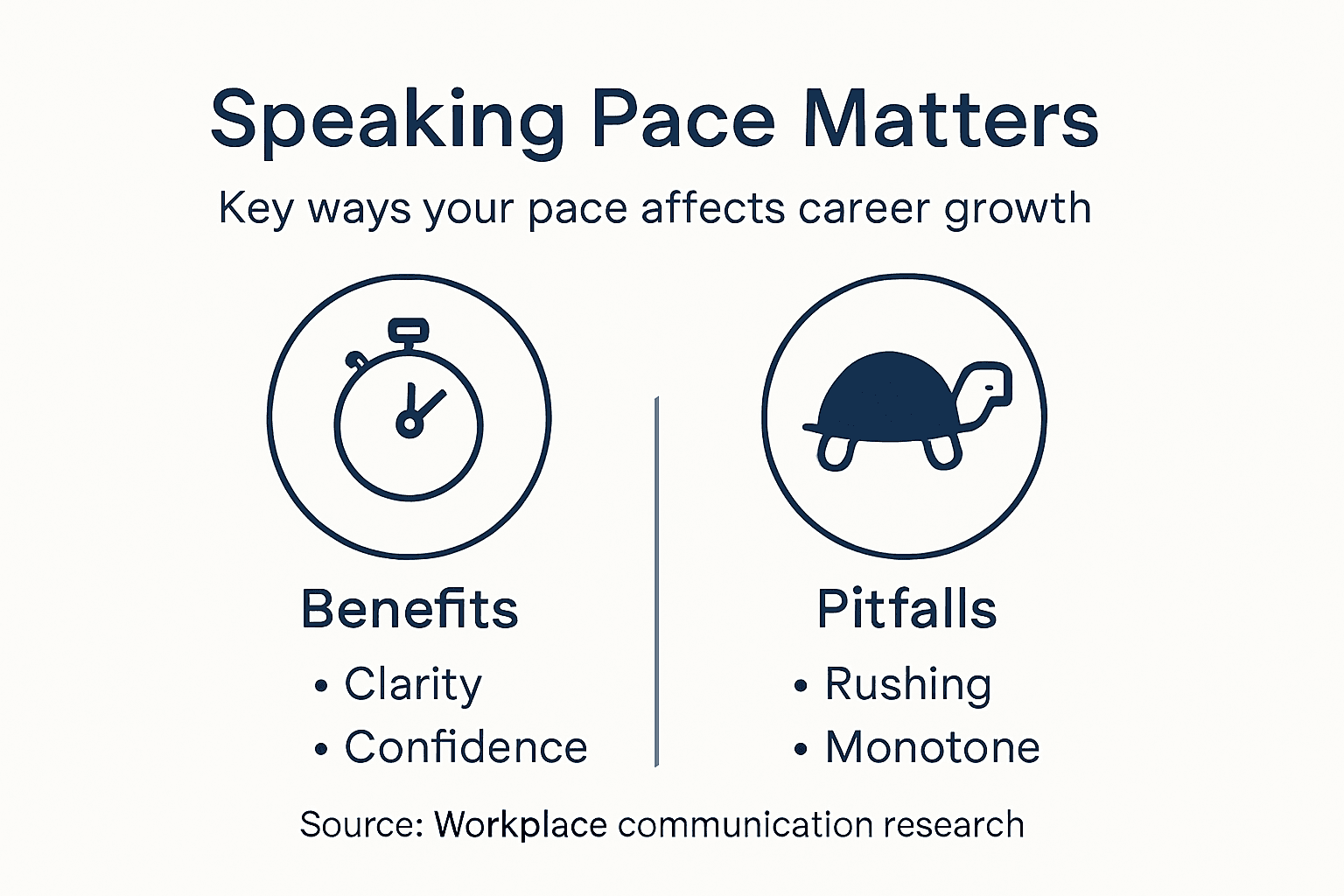 Infographic showing benefits and pitfalls of speaking pace