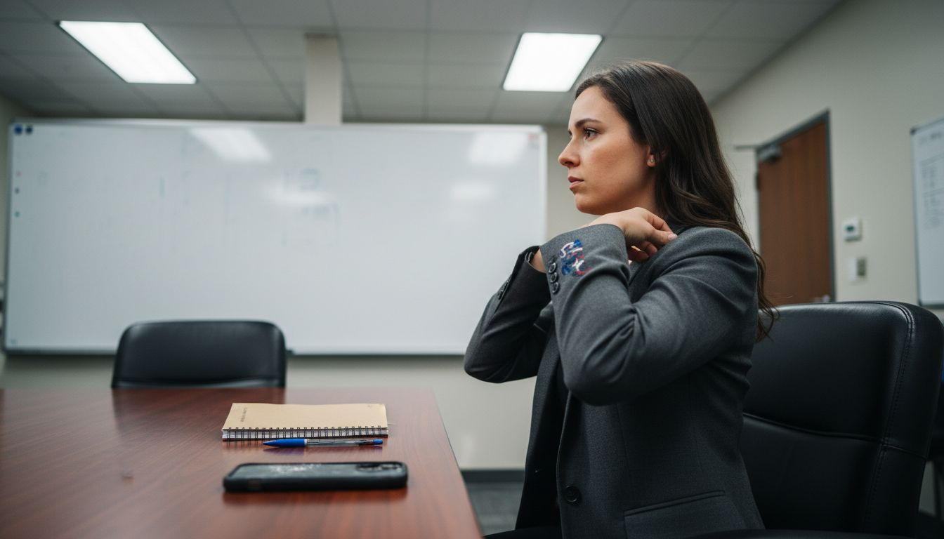 Woman practicing interview body language