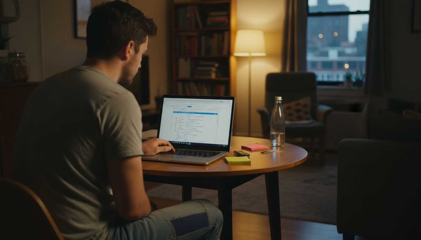 Man archiving recorded interview videos