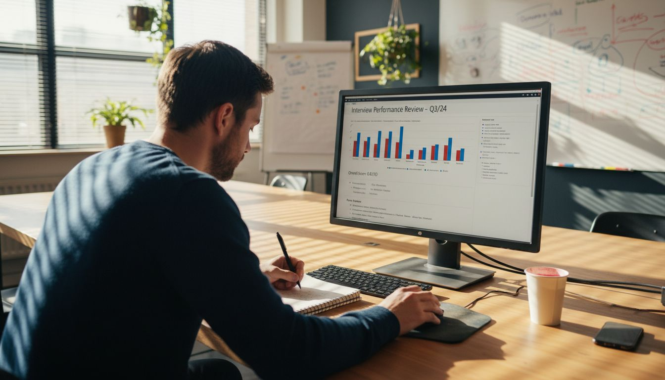 Person viewing interview feedback on computer