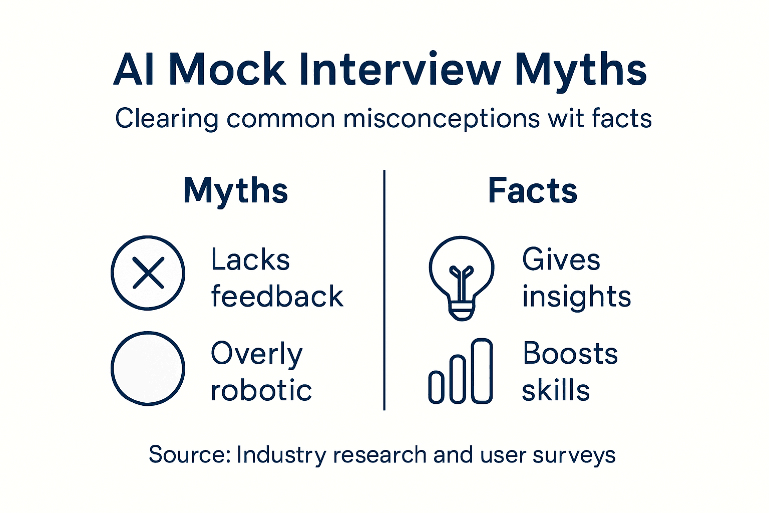 Infographic showing AI mock interview myths and facts