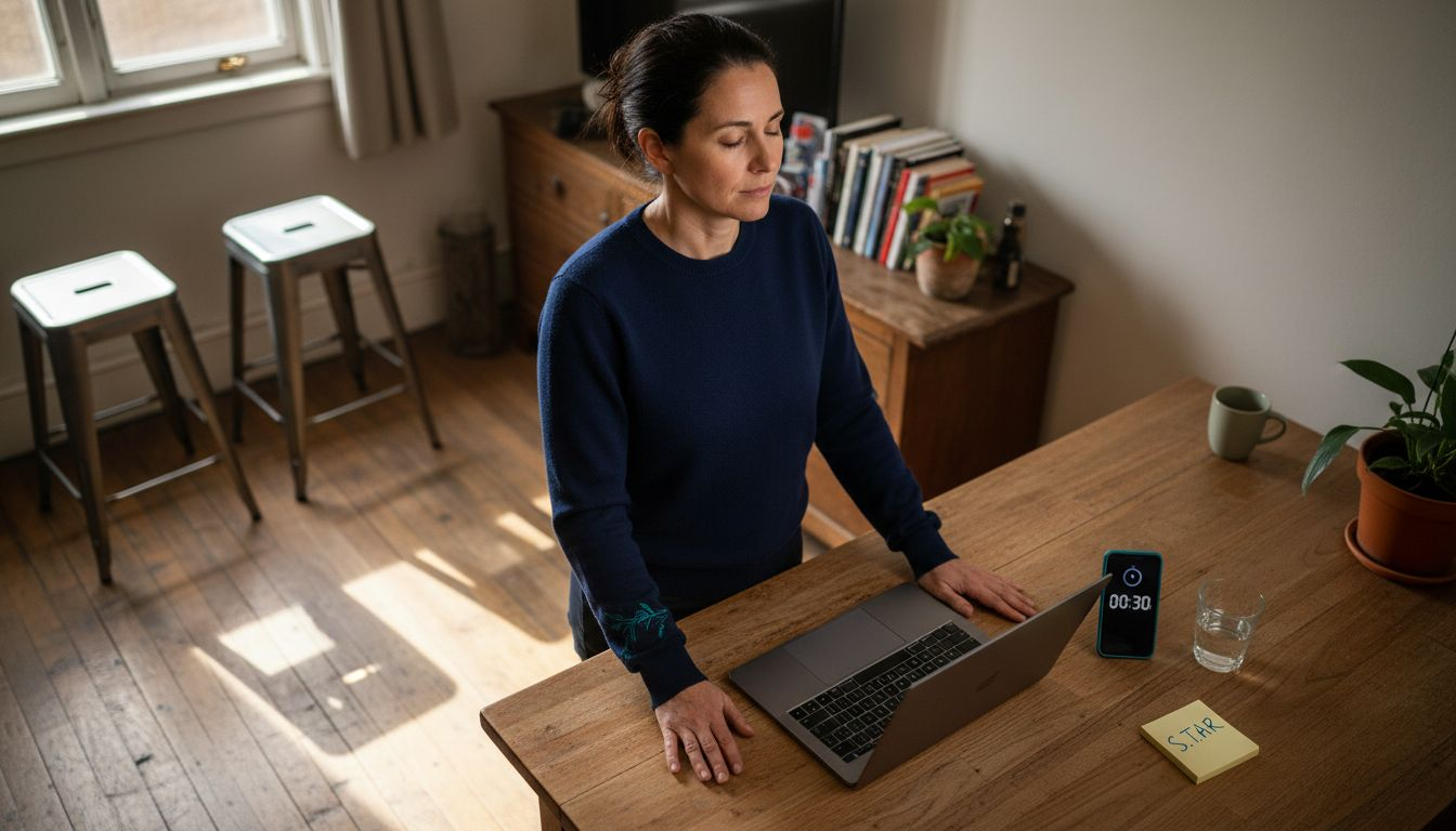 Professional calming before interview answer practice