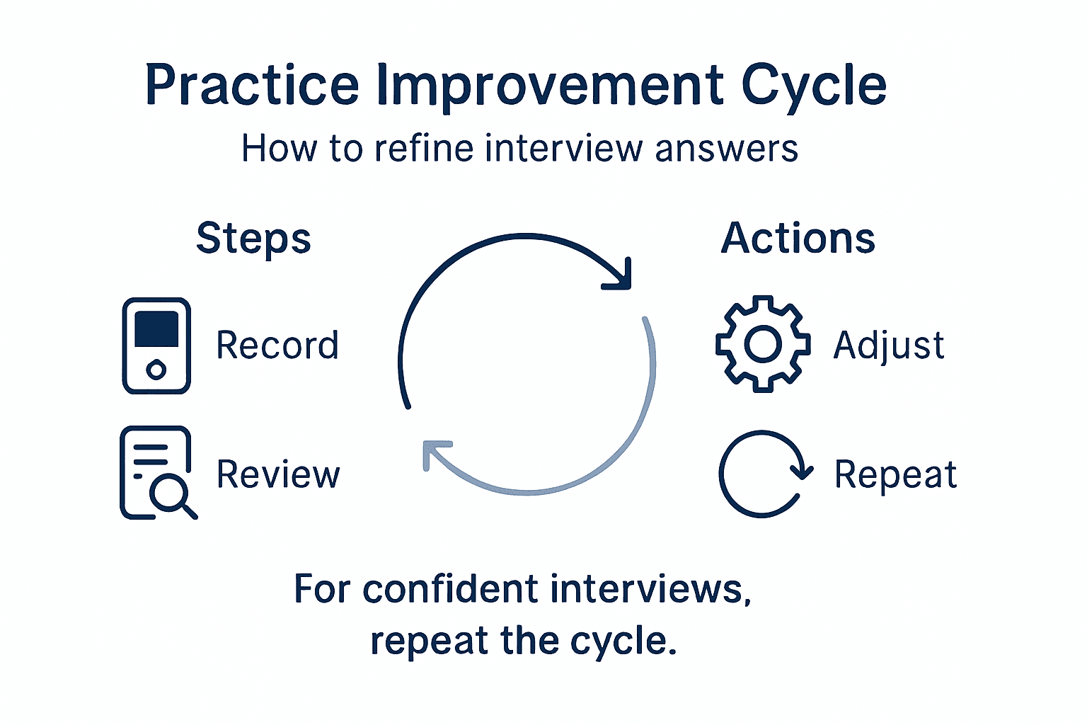 Infographic of interview practice cycle steps