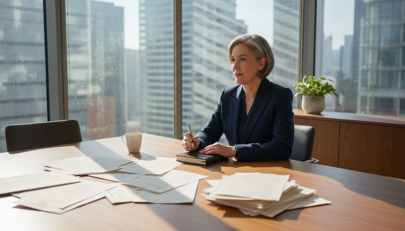 Executive sitting at interview table in office