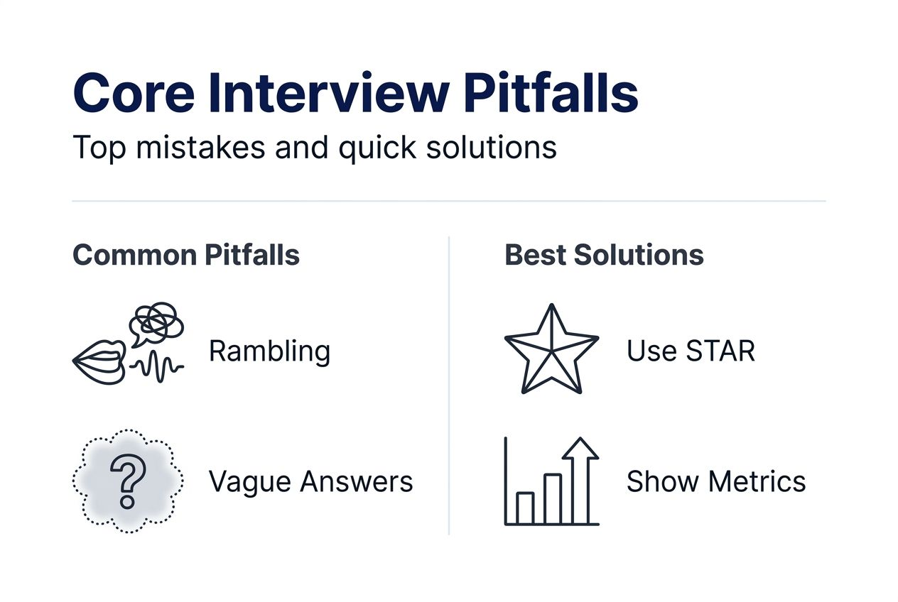 Infographic on core interview pitfalls and fixes