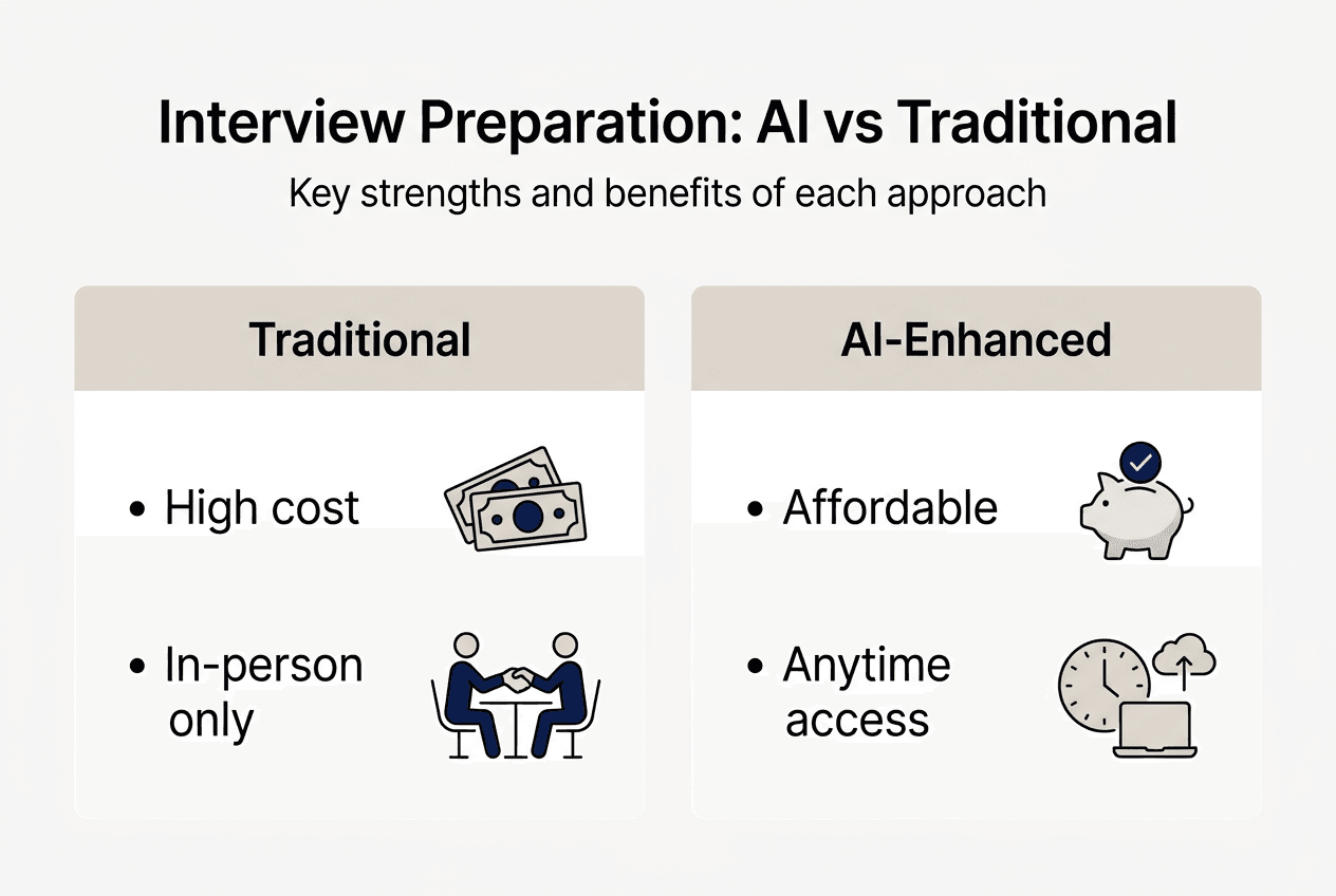 Infographic comparing AI and traditional interviews