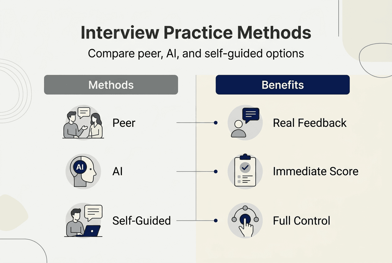 Infographic comparing interview practice methods