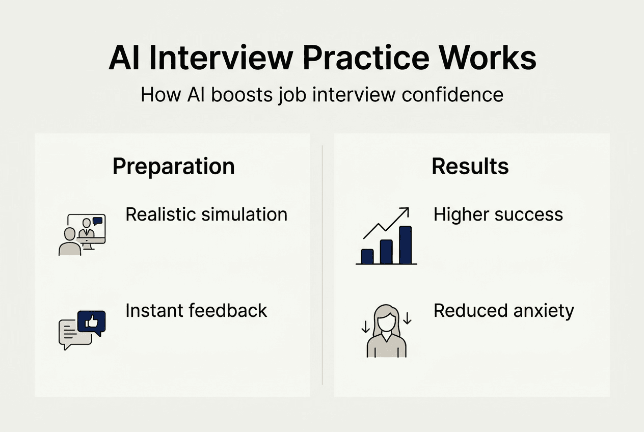 Infographic on AI interview practice key benefits